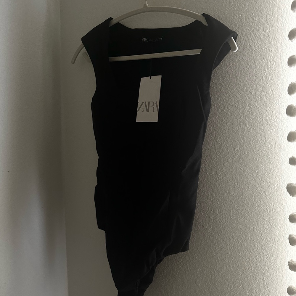 Zara Elegant Black Bodysuit Top